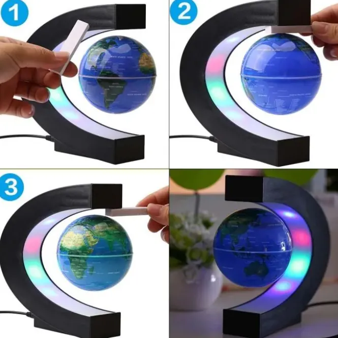 Levitating Globe C-shaped - Zwevende Wereldbol - ø 8,5 cm