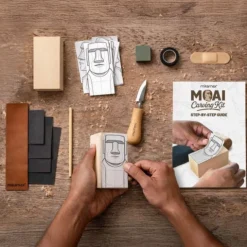 Moai Wood Carving Kit - DIY Cadeau - Inclusief Gereedschap