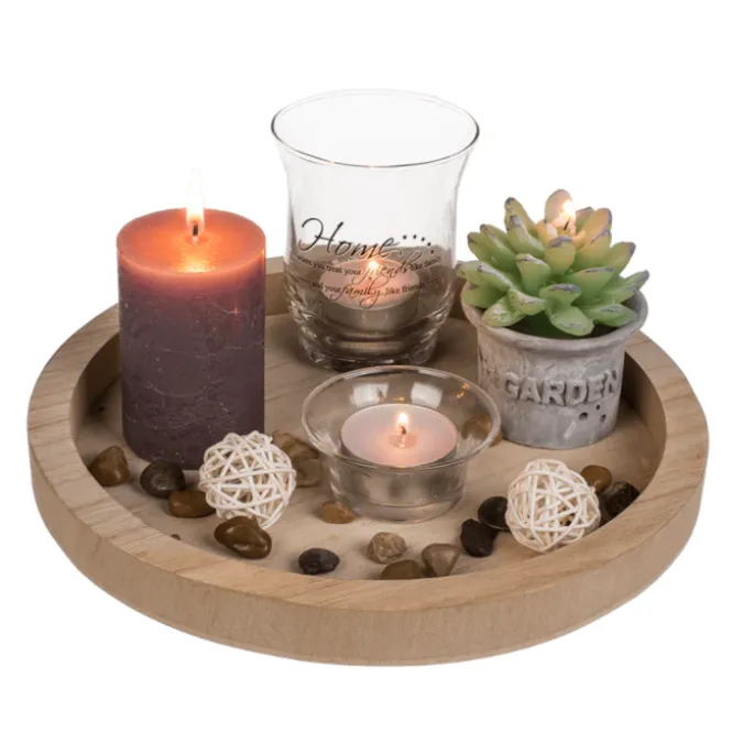 Natuurlijk Houten Decoratiebord - Lichtgewicht - 23 x 23 x 9 cm