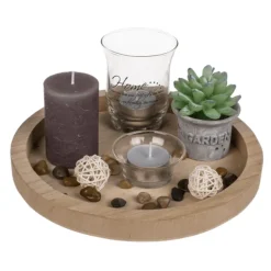 Natuurlijk Houten Decoratiebord - Lichtgewicht - 23 x 23 x 9 cm