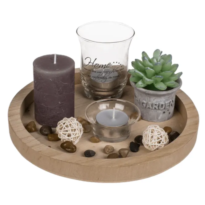 Natuurlijk Houten Decoratiebord - Lichtgewicht - 23 x 23 x 9 cm