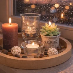 Natuurlijk Houten Decoratiebord - Lichtgewicht - 23 x 23 x 9 cm