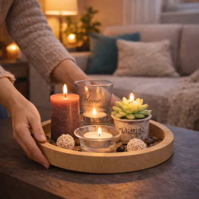 Natuurlijk Houten Decoratiebord - Lichtgewicht - 23 x 23 x 9 cm