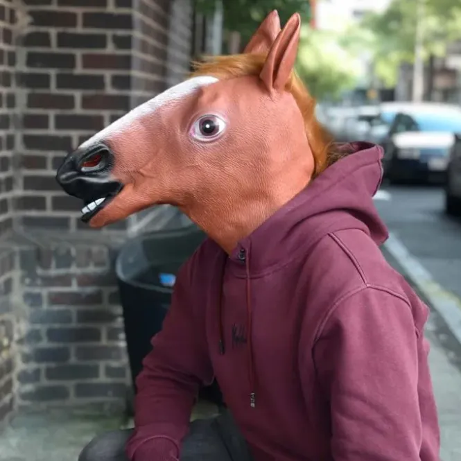 Paardenmasker - Latex - Realistische Manen - One Size - Bruin