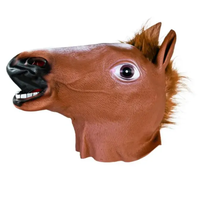 Paardenmasker - Latex - Realistische Manen - One Size - Bruin