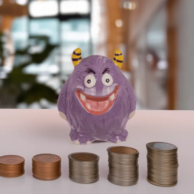 Paarse Monster Kinder Spaarpot van Keramiek