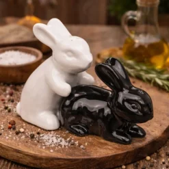 Peper- en zoutstel konijnen - Keramiek - Set van 2
