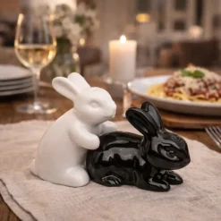 Peper- en zoutstel konijnen - Keramiek - Set van 2