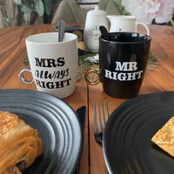 Porseleinen mokken Mr Right & Mrs Always Right