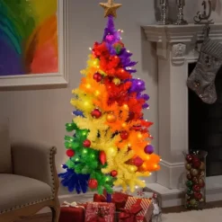 Regenboog Kerstboom 150cm - Inclusief Metalen Basis - Kleurrijke PVC Boom