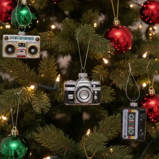 Retro glazen kerstballen - Cassette, Camera & Recorder