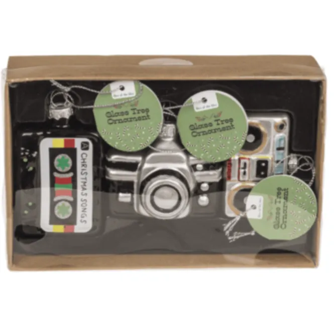 Retro glazen kerstballen - Cassette, Camera & Recorder