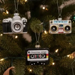 Retro glazen kerstballen - Cassette, Camera & Recorder