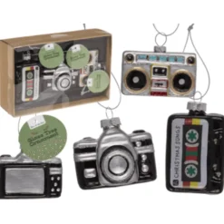 Retro glazen kerstballen - Cassette, Camera & Recorder