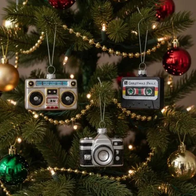 Retro glazen kerstballen - Cassette, Camera & Recorder