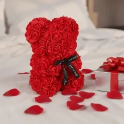 Rozen teddybeer 25 cm - Luxe Cadeauverpakking
