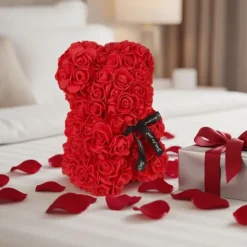 Rozen teddybeer 25 cm - Luxe Cadeauverpakking