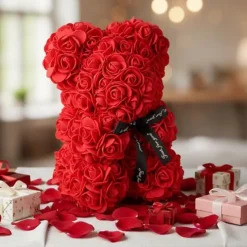 Rozen teddybeer 25 cm - Luxe Cadeauverpakking