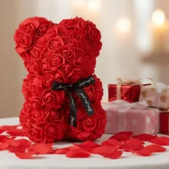 Rozen teddybeer 25 cm - Luxe Cadeauverpakking