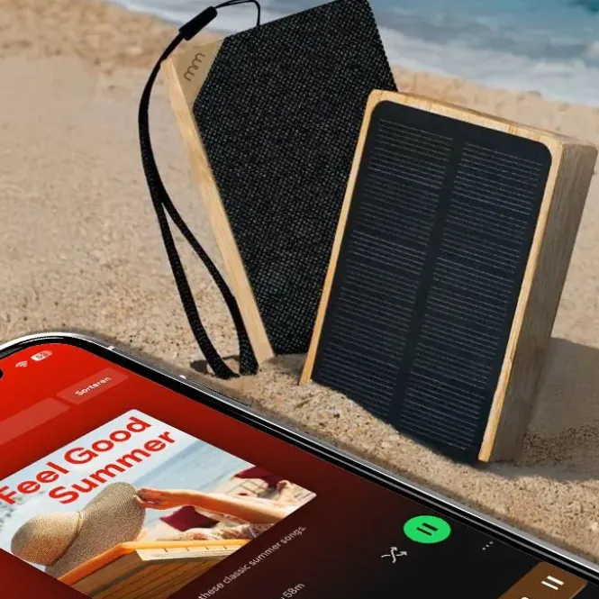Solar Bamboo Mini Speaker - Compact, Duurzaam, Bluetooth, 3W