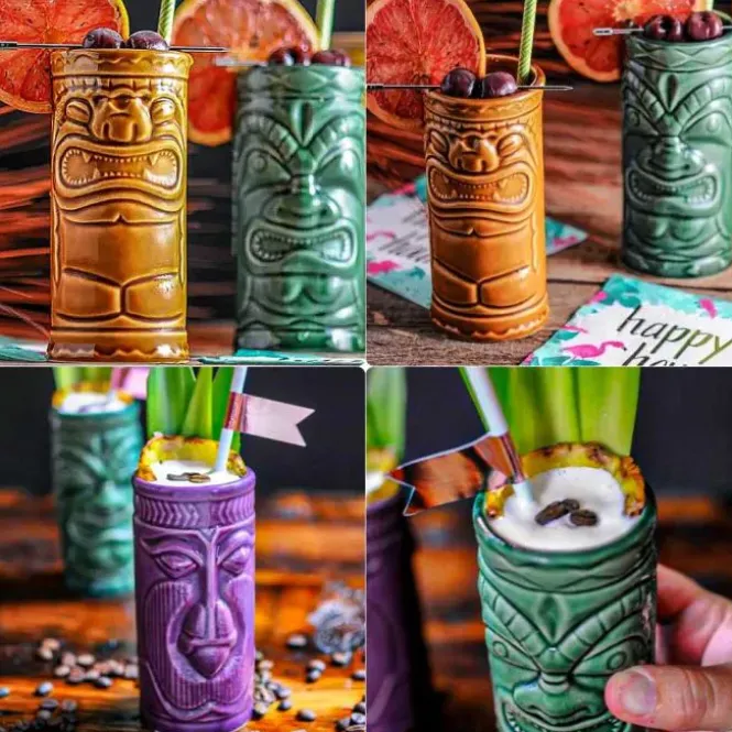 Tiki Mug Set - Tiki Glazen - Set van 4 - 420 ml