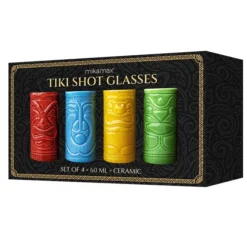 Tiki Shot Glasses - Keramiek - 75 ml - 4 kleuren set