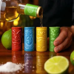 Tiki Shot Glasses - Keramiek - 75 ml - 4 kleuren set