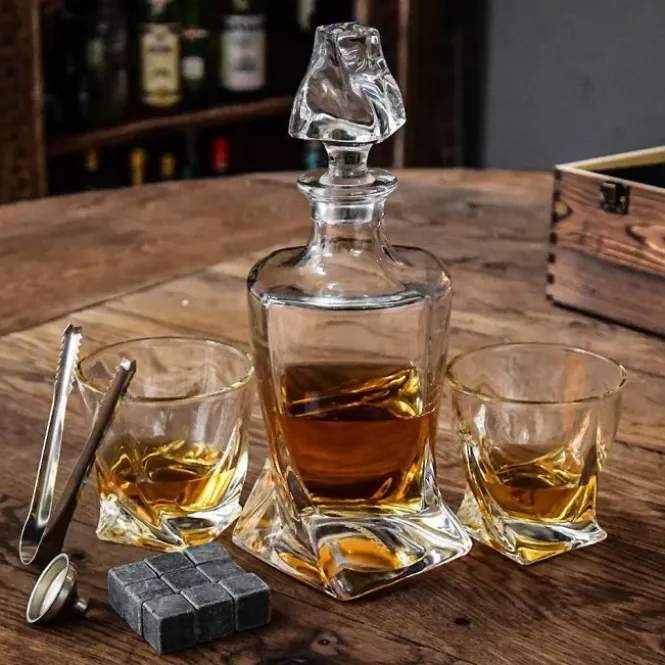 Twisted Whiskey Decanter - 850 ml - Incl. Glazen en Stones