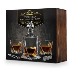 Twisted Whiskey Decanter - 850 ml - Incl. Glazen en Stones