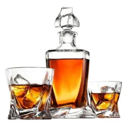 Twisted Whiskey Decanter - 850 ml - Incl. Glazen en Stones