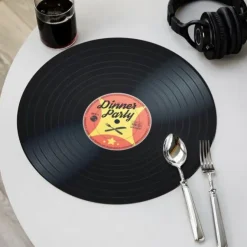 Vinyl Placemats Set van 4 - Retro LP Design - Ø 37 cm - Kleurrijk