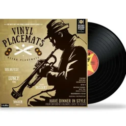 Vinyl Placemats Set van 4 - Retro LP Design - Ø 37 cm - Kleurrijk