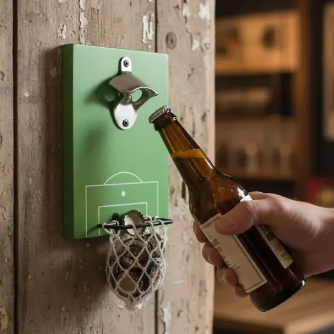 Voetbal Bieropener - Metaal - 20x15 cm - Met Doelnet