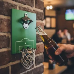 Voetbal Bieropener - Metaal - 20x15 cm - Met Doelnet