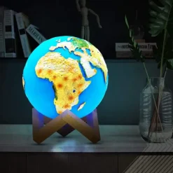 Wereldbol Lamp - Ø 15cm - Touch Control - Handgeschilderd