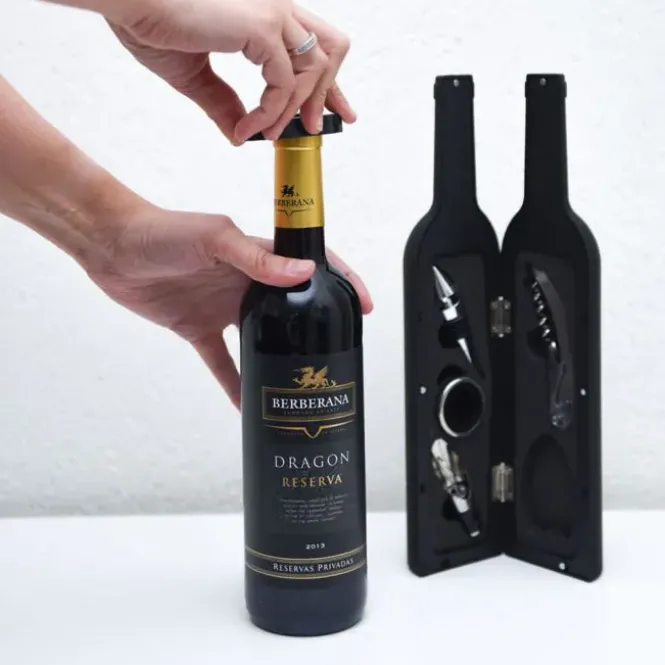 Wine Gift Set in Wijnfles Design - Wijnaccessoires - 5-Delig