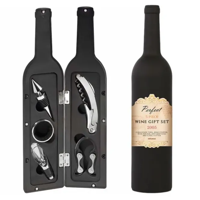 Wine Gift Set in Wijnfles Design - Wijnaccessoires - 5-Delig