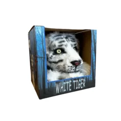 Wit Tijger Masker - Rode LED Ogen - Bewegende Bek - Thema Feesten