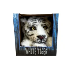 Wit Tijger Masker - Rode LED Ogen - Bewegende Bek - Thema Feesten