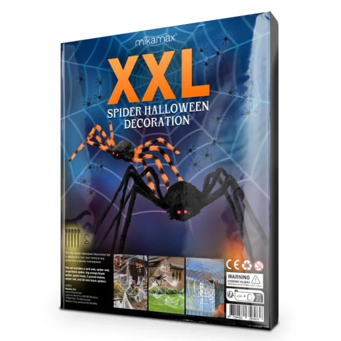XXL Spin Halloween Decoratie - 7x5,5m Web - 2 Grote Spinnen 80 + 65 cm - 20 Mini Spinnen