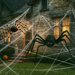 XXL Spin Halloween Decoratie - 7x5,5m Web - 2 Grote Spinnen 80 + 65 cm - 20 Mini Spinnen