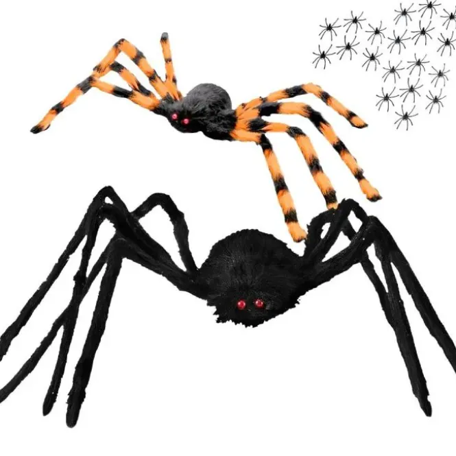 XXL Spin Halloween Decoratie - 7x5,5m Web - 2 Grote Spinnen 80 + 65 cm - 20 Mini Spinnen