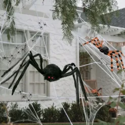 XXL Spin Halloween Decoratie - 7x5,5m Web - 2 Grote Spinnen 80 + 65 cm - 20 Mini Spinnen